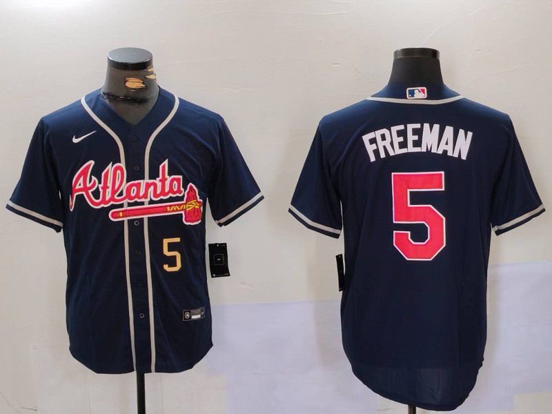 Men Atlanta Braves #5 Freeman Blue Game 2024 Nike MLB Jersey style 2